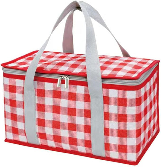 Insulated Bag Picnic Basket Bags Beach Bag Foldable Cooler Bag Reusable with Zippered top-for Warm or Cold Picnic Accessories, Outdoor(13.8x7.9x7.9 in)