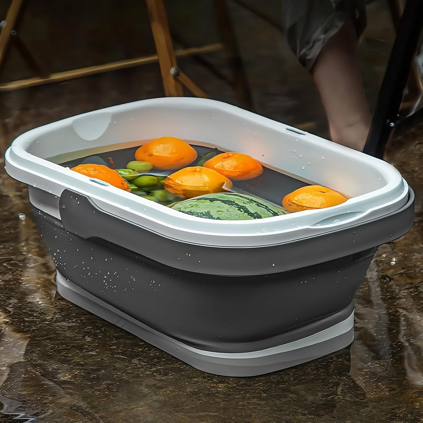 Multifunctional Foldable Picnic Basket with Built-in Table Panel – Portable Storage Basket for Outdoor Camping, BBQ, Travel – 44.5x29x23cm