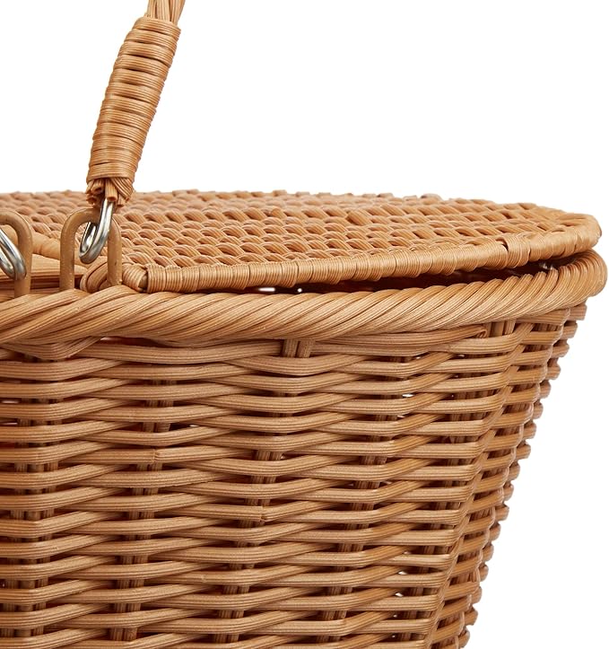 Polyester picnic basket | Dimensions: 16" x 13.5" x 7.5" | Perfect for picnics, parties, and barbecues | Handwoven polypropylene for durability