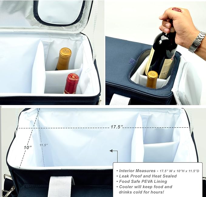 4-Person Insulated Picnic Cooler Bag Set | Portable Outdoor Picnic Backpack with Full Tableware, Glasses, Plates &amp; Cutting Board